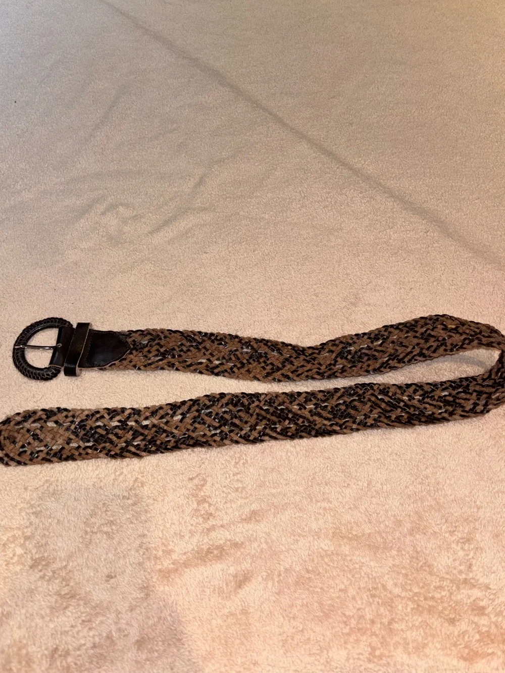 J. Jill Brown Woven Genuine Leather Belt Boho Braided Size S